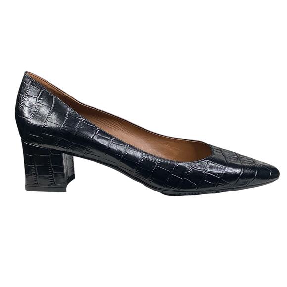Aquatalia Women’s Kiaraa Black Croc Embossed Pointed Toe Pumps Size US 9.5 - Picture 1 of 12